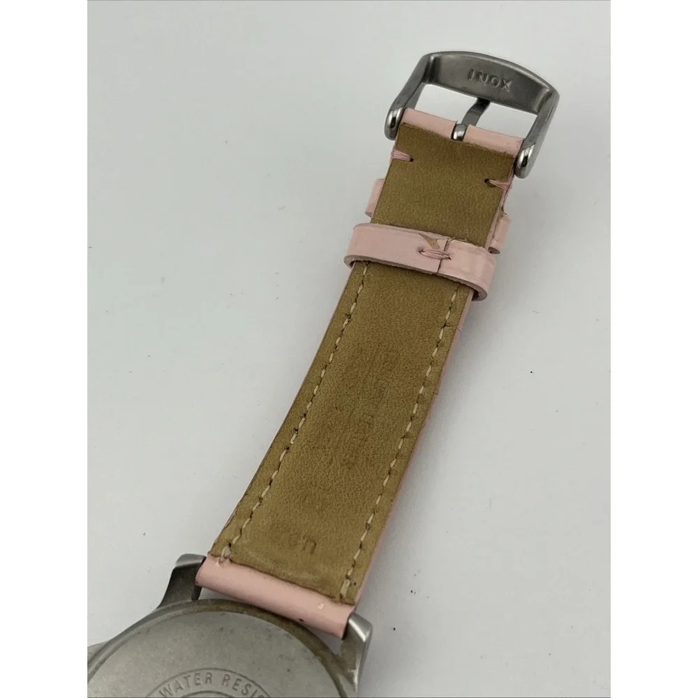 Vintage‎ Espirit Watch Women 35mm Silver Case Pink Leather Band- New Battery